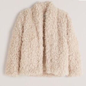 Abercrombie & Fitch Cream Faux Fur Jacket